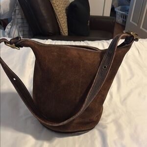 Vintage Coach Brown Suede Bucket Bag